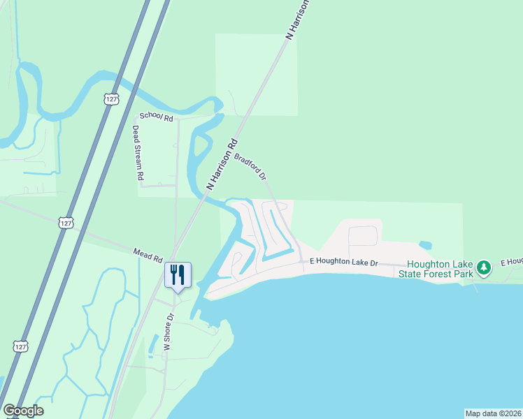 map of restaurants, bars, coffee shops, grocery stores, and more near 120 Brad N Chris in Roscommon