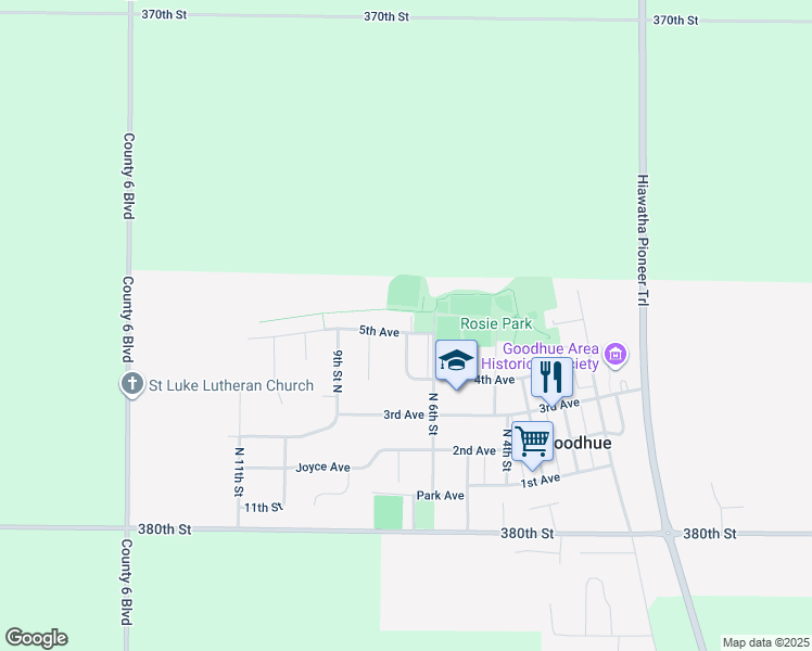 map of restaurants, bars, coffee shops, grocery stores, and more near 702 5th Avenue in Goodhue
