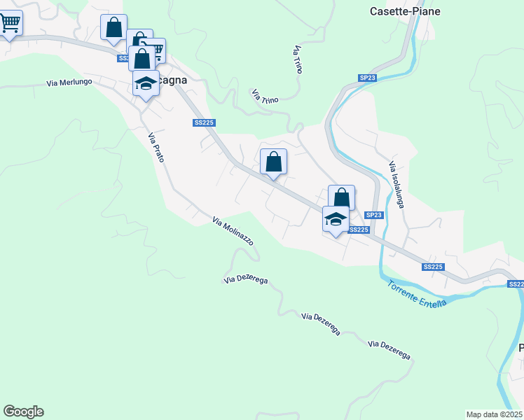 map of restaurants, bars, coffee shops, grocery stores, and more near 5 Via Pian Mercato in Cicagna