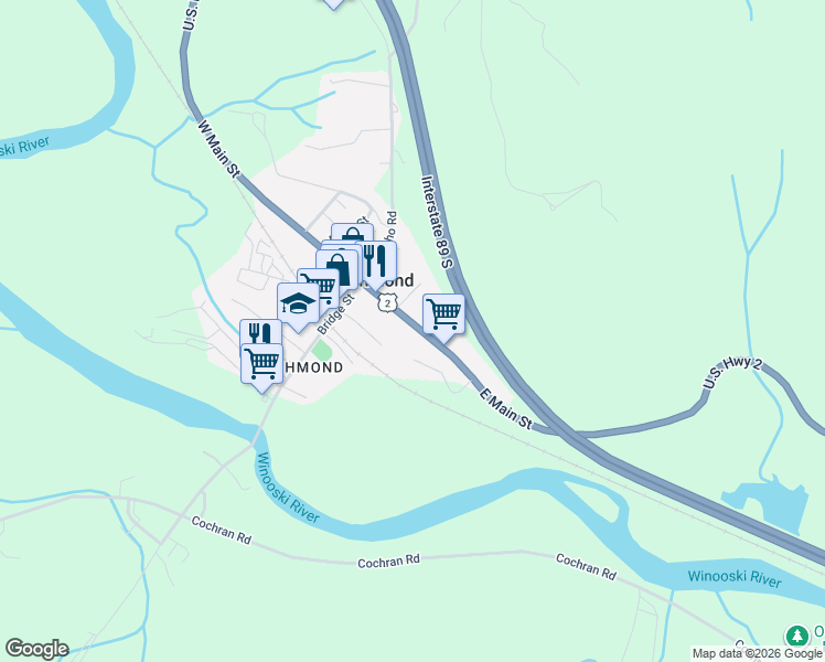 map of restaurants, bars, coffee shops, grocery stores, and more near 97 East Main Street in Richmond