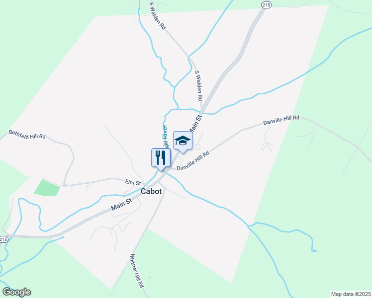 map of restaurants, bars, coffee shops, grocery stores, and more near 3292 Main Street in Cabot