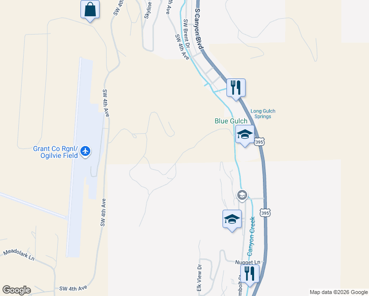 map of restaurants, bars, coffee shops, grocery stores, and more near in Canyon City