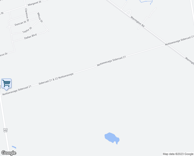map of restaurants, bars, coffee shops, grocery stores, and more near 6097 Sideroad 21 & 22 Nottawasaga in Stayner