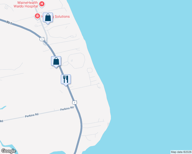 map of restaurants, bars, coffee shops, grocery stores, and more near 65 Battery Road in Belfast