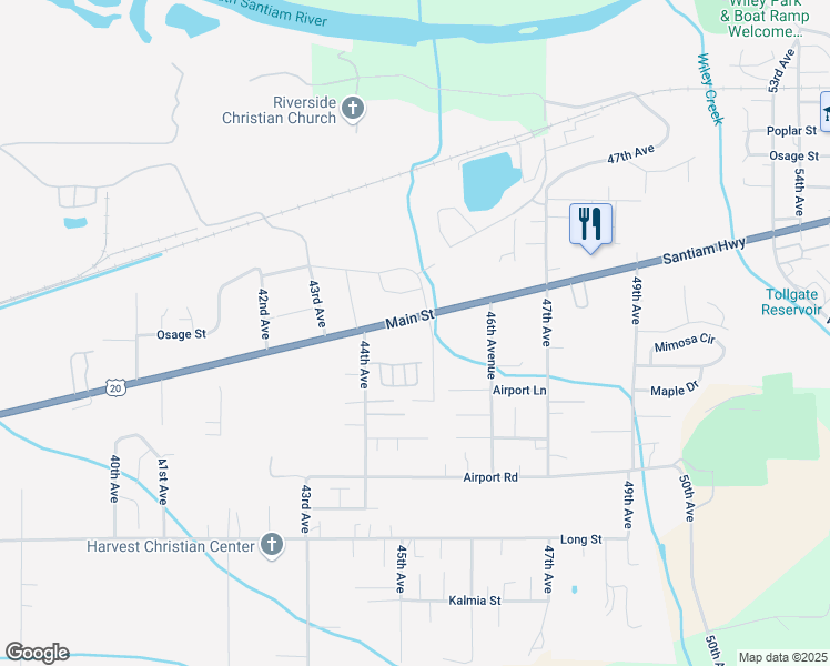 map of restaurants, bars, coffee shops, grocery stores, and more near 4451 U.S. 20 in Sweet Home