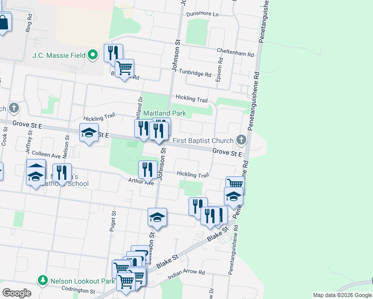 map of restaurants, bars, coffee shops, grocery stores, and more near in Barrie