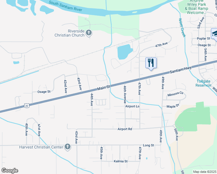 map of restaurants, bars, coffee shops, grocery stores, and more near 4451 U.S. 20 in Sweet Home