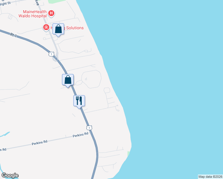 map of restaurants, bars, coffee shops, grocery stores, and more near 65 Battery Road in Belfast