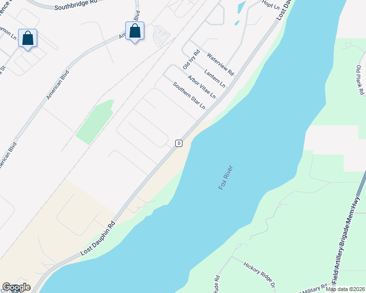 map of restaurants, bars, coffee shops, grocery stores, and more near 2451 Lost Dauphin Road in De Pere