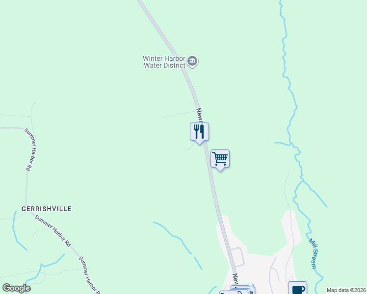 map of restaurants, bars, coffee shops, grocery stores, and more near 46 East View Lane in Winter Harbor