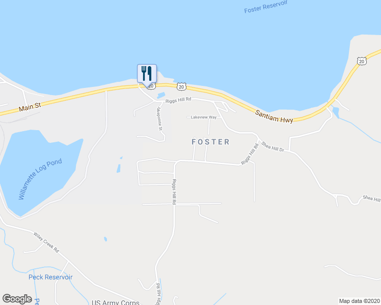 map of restaurants, bars, coffee shops, grocery stores, and more near 27720 Riggs Hill Road in Linn County