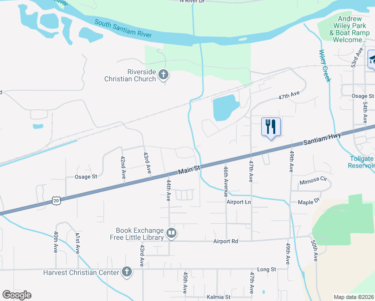map of restaurants, bars, coffee shops, grocery stores, and more near 4472 U.S. 20 in Sweet Home