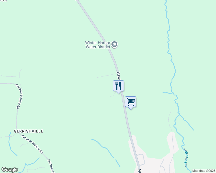 map of restaurants, bars, coffee shops, grocery stores, and more near 46 East View Lane in Winter Harbor