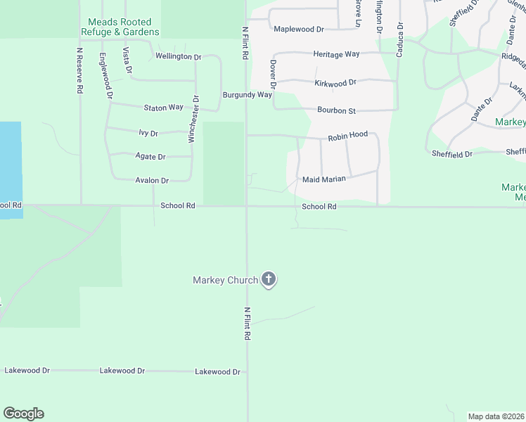 map of restaurants, bars, coffee shops, grocery stores, and more near 4892-4998 North Flint Road in Roscommon