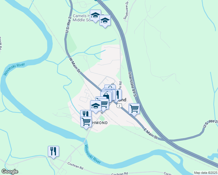 map of restaurants, bars, coffee shops, grocery stores, and more near Millet Street in Richmond