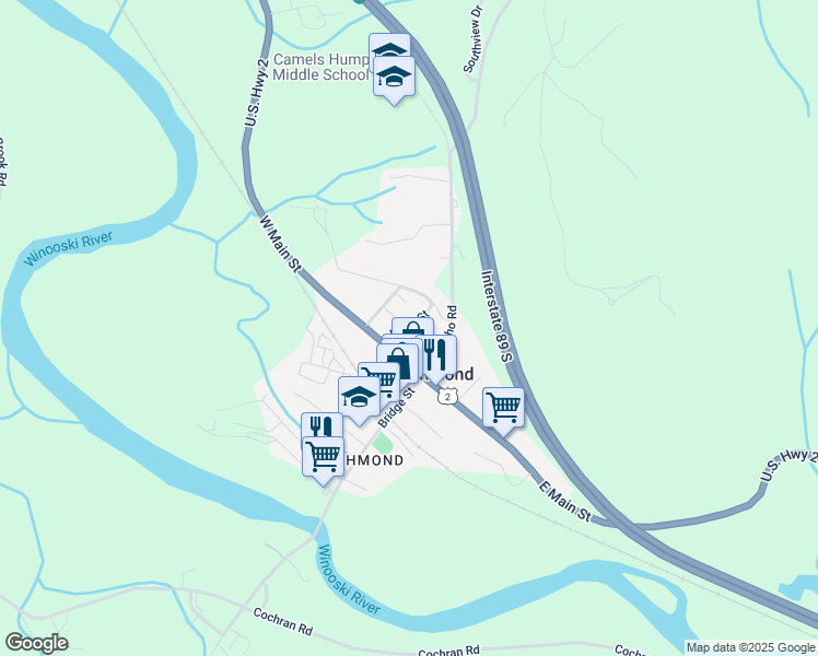 map of restaurants, bars, coffee shops, grocery stores, and more near Millet Street in Richmond