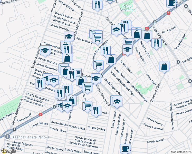 map of restaurants, bars, coffee shops, grocery stores, and more near 1 Strada Buzoieni in București