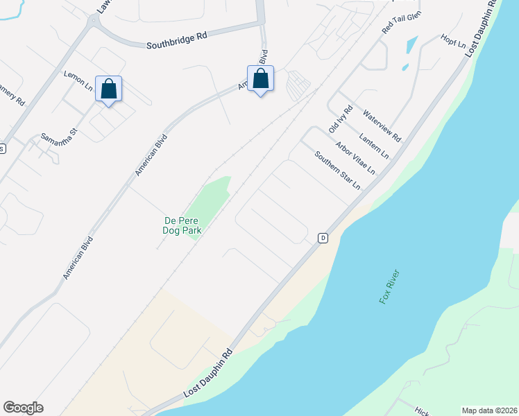 map of restaurants, bars, coffee shops, grocery stores, and more near 400 Brookline Avenue in De Pere