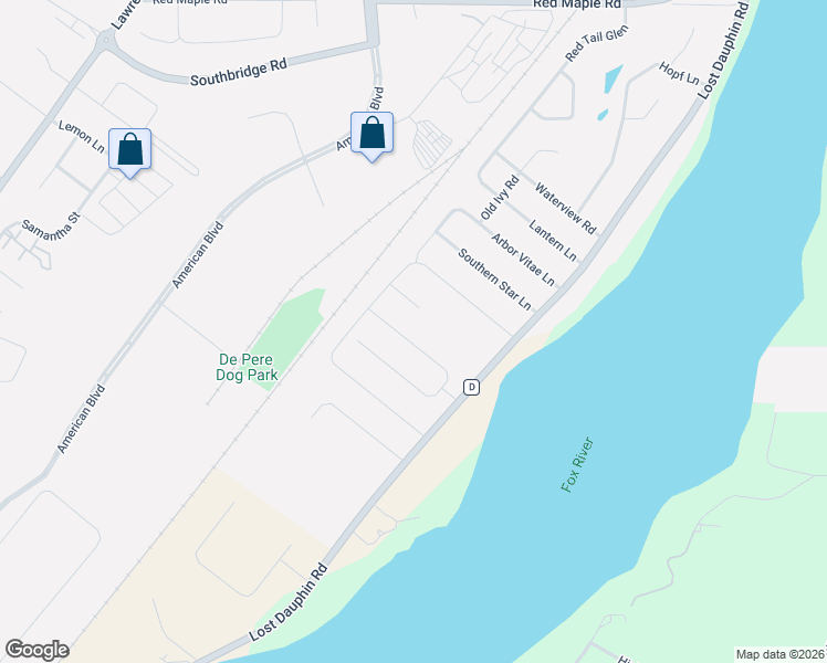 map of restaurants, bars, coffee shops, grocery stores, and more near 373 Cross Gate Lane in De Pere