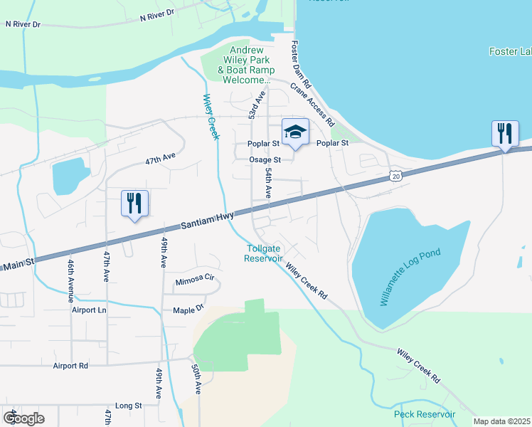 map of restaurants, bars, coffee shops, grocery stores, and more near in Sweet Home