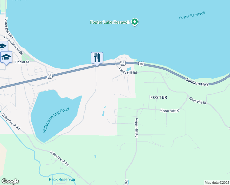 map of restaurants, bars, coffee shops, grocery stores, and more near 02 lakepointe Street in Sweet Home