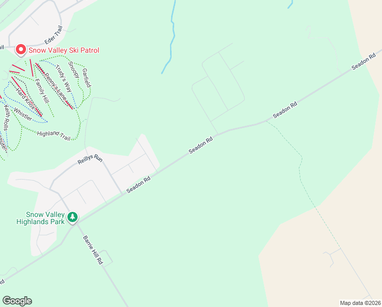 map of restaurants, bars, coffee shops, grocery stores, and more near 1209 Seadon Road in Minesing