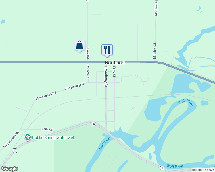 map of restaurants, bars, coffee shops, grocery stores, and more near E8547 Weyauwega Road in New London