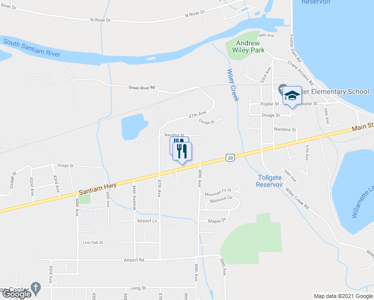 map of restaurants, bars, coffee shops, grocery stores, and more near 4850 48th Loop in Sweet Home