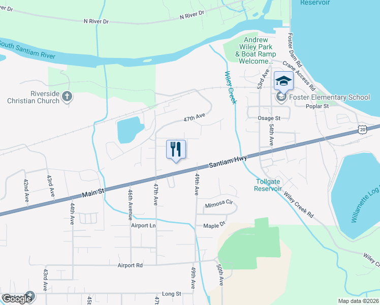 map of restaurants, bars, coffee shops, grocery stores, and more near 4870 48th Loop in Sweet Home