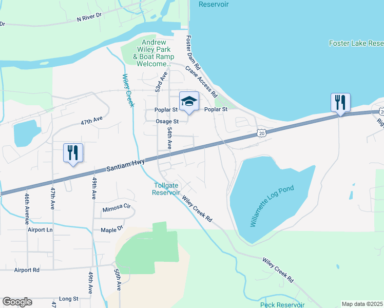 map of restaurants, bars, coffee shops, grocery stores, and more near 5553 U.S. 20 in Sweet Home