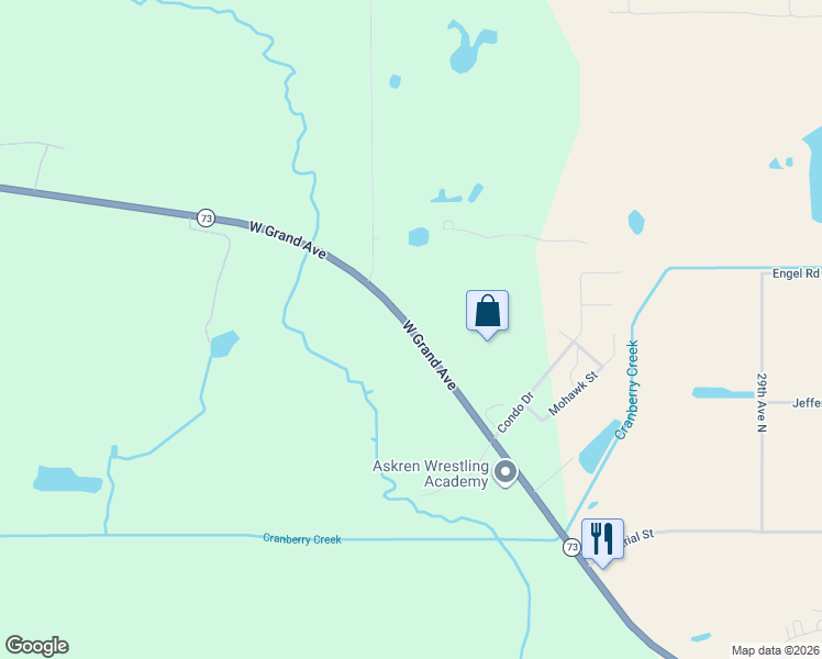 map of restaurants, bars, coffee shops, grocery stores, and more near 3151 West Grand Avenue in Wisconsin Rapids