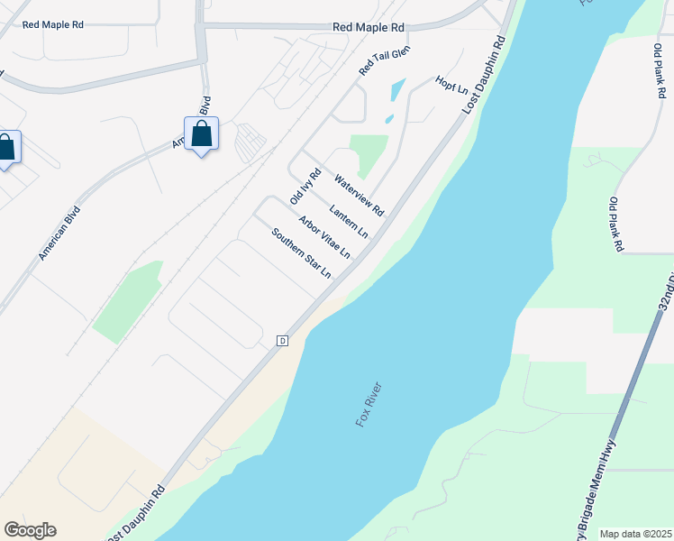 map of restaurants, bars, coffee shops, grocery stores, and more near 300 Southern Star Lane in De Pere