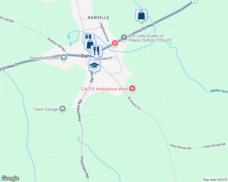 map of restaurants, bars, coffee shops, grocery stores, and more near 312 Brainerd Street in Danville