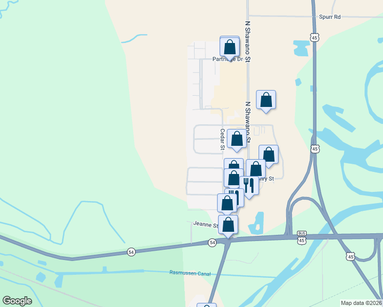 map of restaurants, bars, coffee shops, grocery stores, and more near 538 Southridge Drive in New London