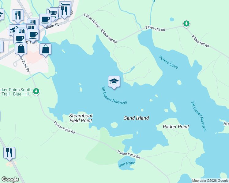 map of restaurants, bars, coffee shops, grocery stores, and more near in Blue Hill