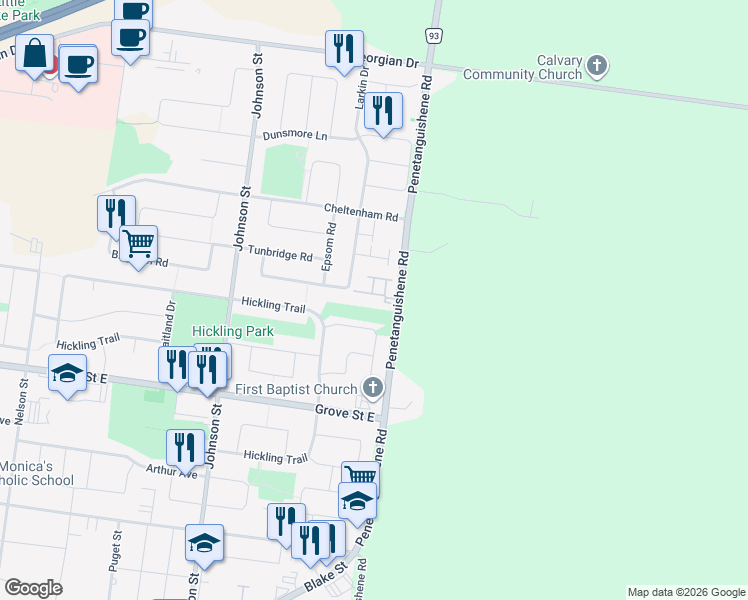 map of restaurants, bars, coffee shops, grocery stores, and more near 242 Penetanguishene Road in Barrie
