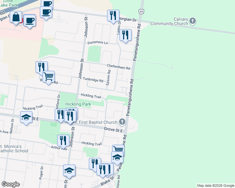 map of restaurants, bars, coffee shops, grocery stores, and more near in Barrie