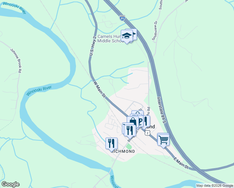 map of restaurants, bars, coffee shops, grocery stores, and more near 181 Browns Court in Richmond