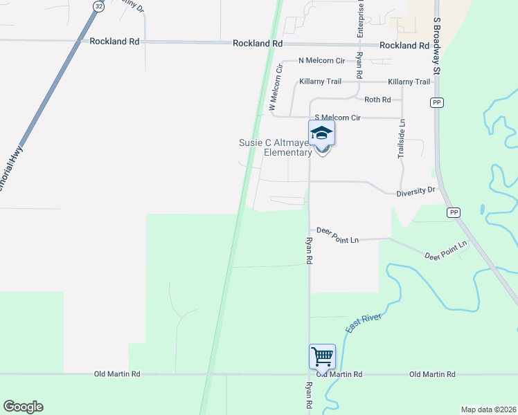 map of restaurants, bars, coffee shops, grocery stores, and more near 3006 Scarlet Oak Road in De Pere