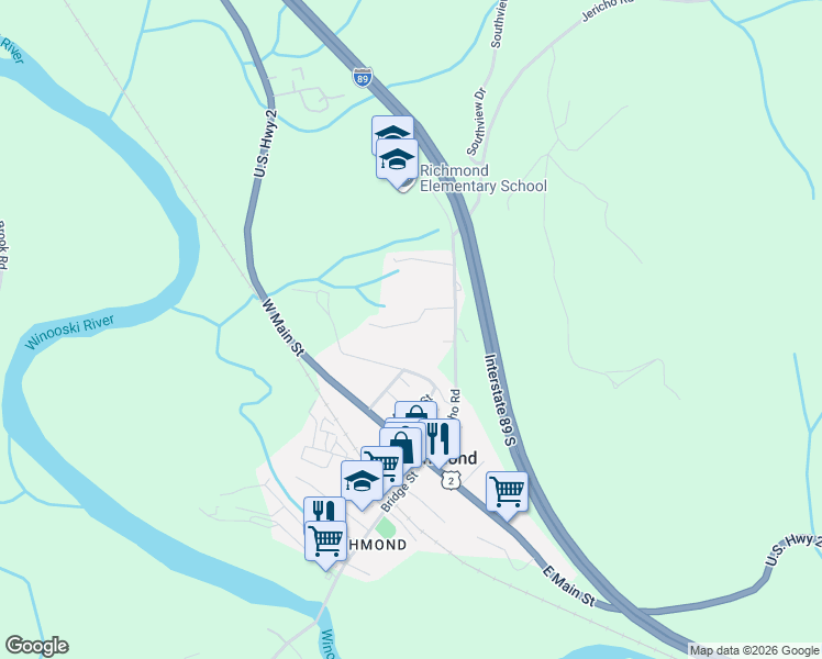 map of restaurants, bars, coffee shops, grocery stores, and more near 101 Browns Court in Richmond