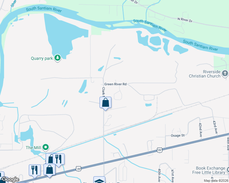 map of restaurants, bars, coffee shops, grocery stores, and more near 3681 Green River Road in Sweet Home