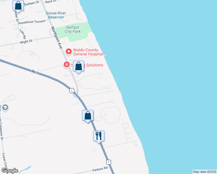 map of restaurants, bars, coffee shops, grocery stores, and more near 23 John Robinson Way in Belfast