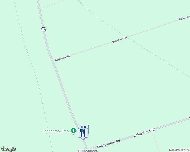 map of restaurants, bars, coffee shops, grocery stores, and more near 164 Bateman Road in Springbrook