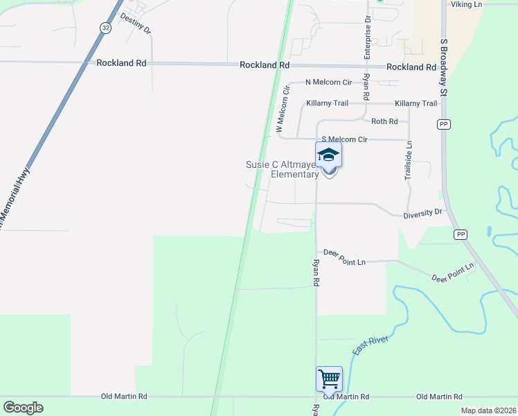 map of restaurants, bars, coffee shops, grocery stores, and more near 3006 Scarlet Oak Circle in De Pere