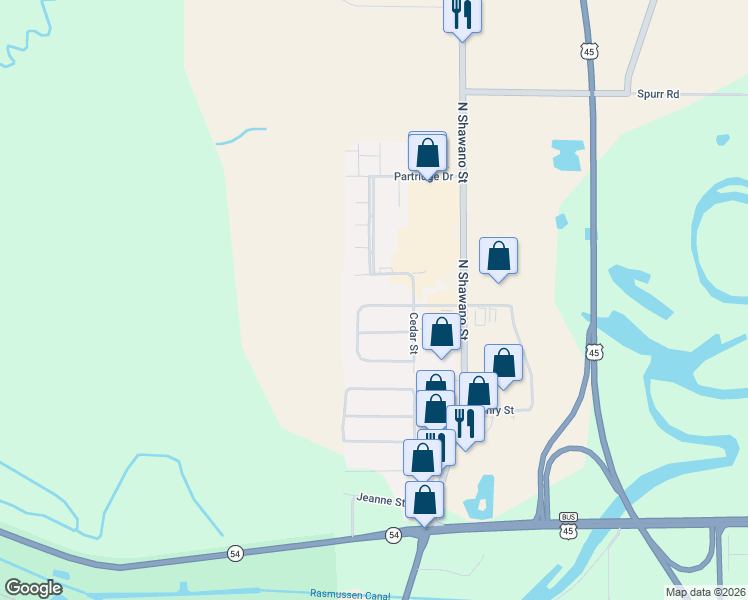 map of restaurants, bars, coffee shops, grocery stores, and more near 524 Pheasant Drive in New London