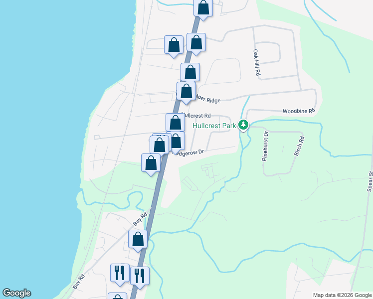 map of restaurants, bars, coffee shops, grocery stores, and more near 49 Hullcrest Lane in Shelburne