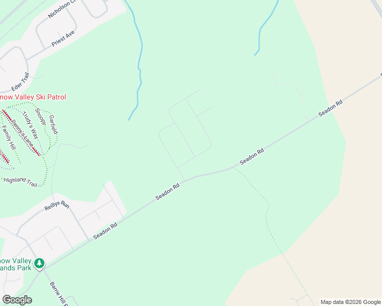 map of restaurants, bars, coffee shops, grocery stores, and more near 4 Walter James Parkway in Minesing
