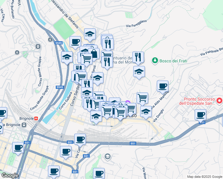 map of restaurants, bars, coffee shops, grocery stores, and more near 7 Via Federico Donaver in Genoa