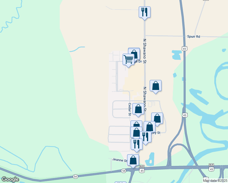 map of restaurants, bars, coffee shops, grocery stores, and more near 508 Pheasant Dr in New London