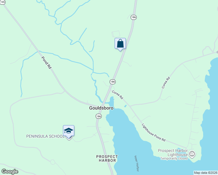 map of restaurants, bars, coffee shops, grocery stores, and more near 2 West Bay Road in Gouldsboro